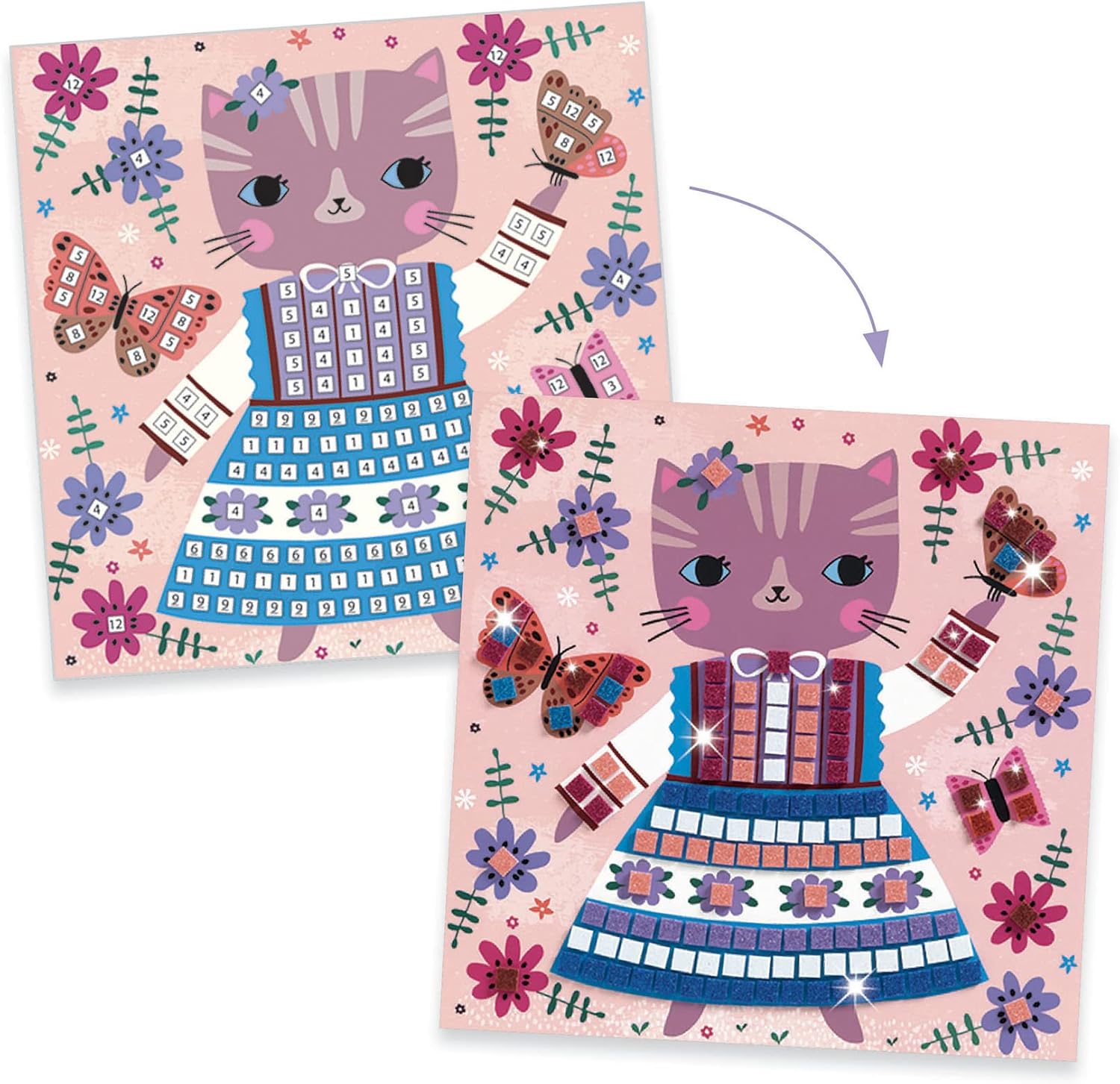 Djeco Mosaic Glitter Craft  Kit  – Lovely Pets