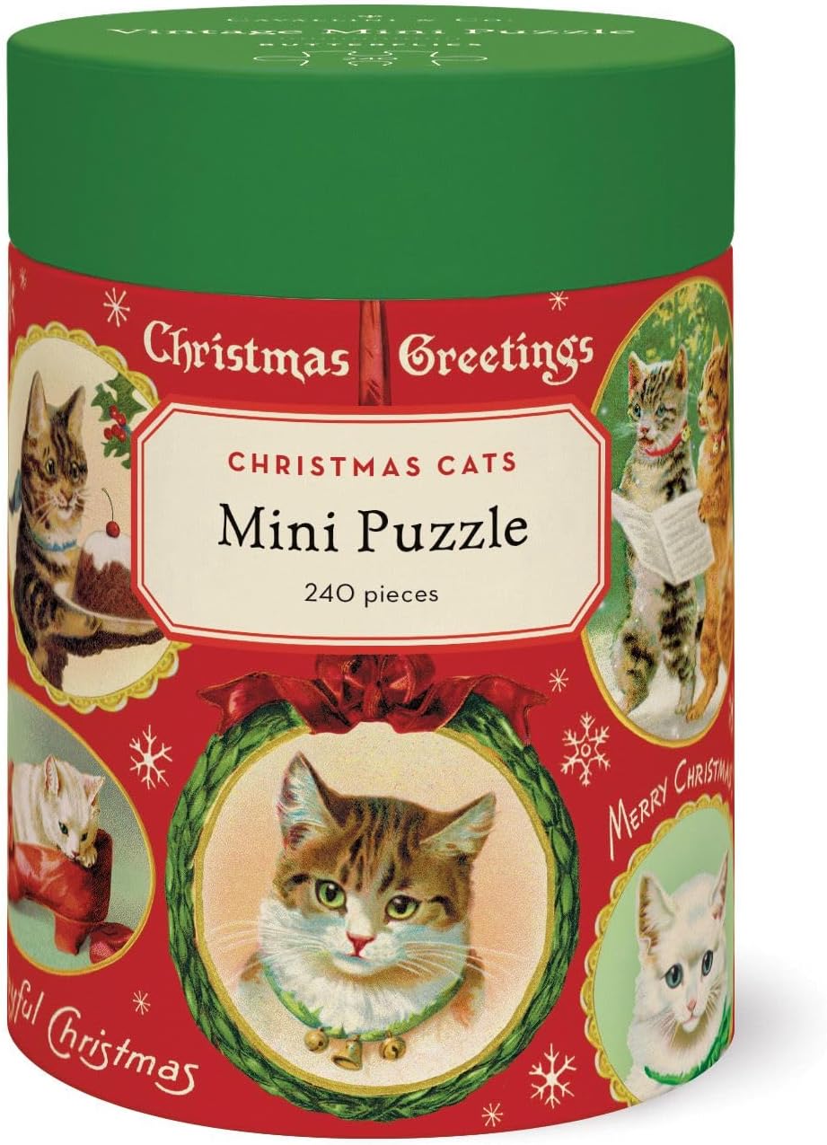 Cavallini & Co. Christmas Cat – 240 Piece Mini Puzzle