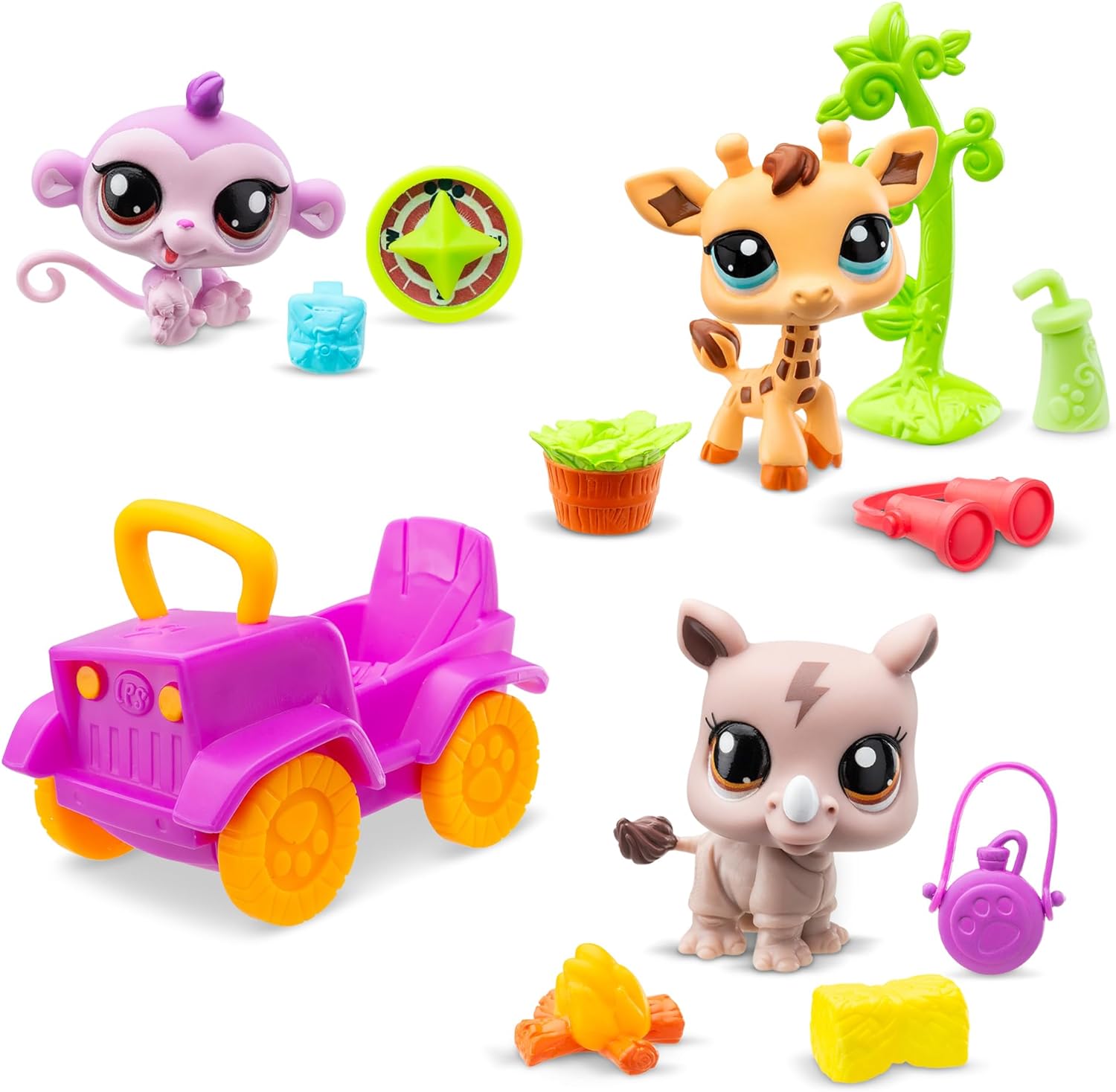 Littlest Pet Shop Safari Play Pack Bobble Head Figures – Includes Pets #55 | #53 | #54