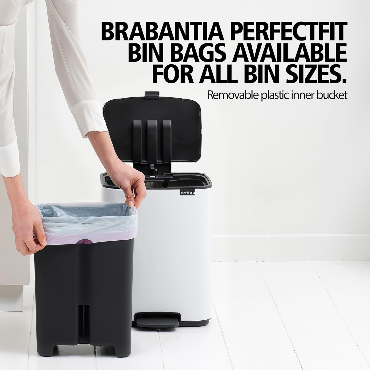 Brabantia Bo Petite Step-On Trash Can – 1.1 Gal – White