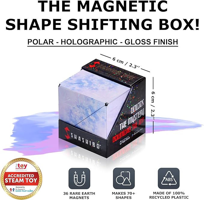 Shashibo Shape Shifting - Fidget Cube with 36 Rare Earth Magnets – Polar