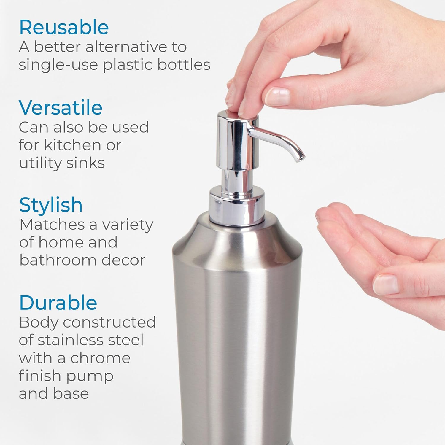 Prestin Soap Dispenser Brushed & Chrome Split Finish