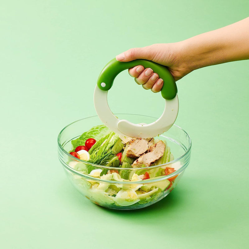 Salad Chopper, Stainless Steel Salad Cutter Bowl with Chef Grade Mezzaluna  Salad Chopper 
