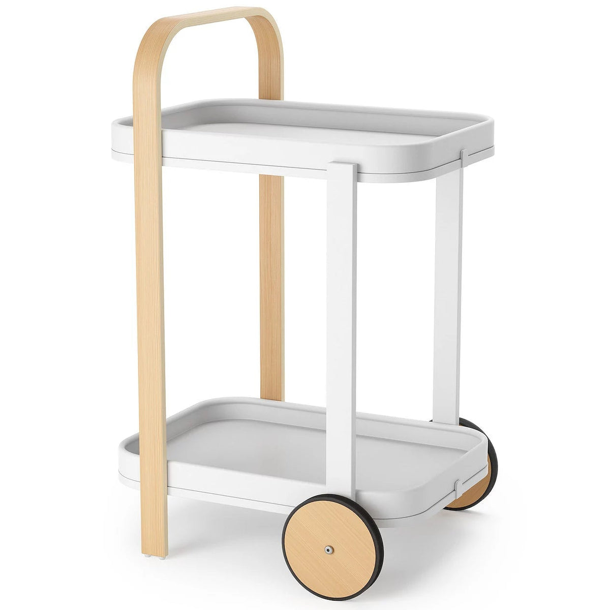 Umbra Bellwood Modern Wheeled Tiered Bar Cart – White