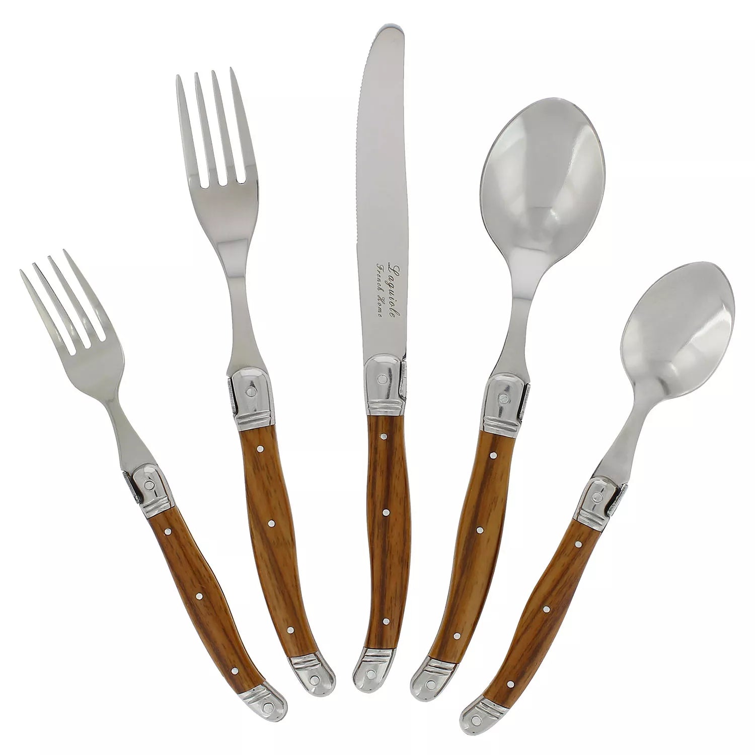 Laguiole 20-Piece French Flatware Set – 20 Piece - Service for 4 – Faux Wood