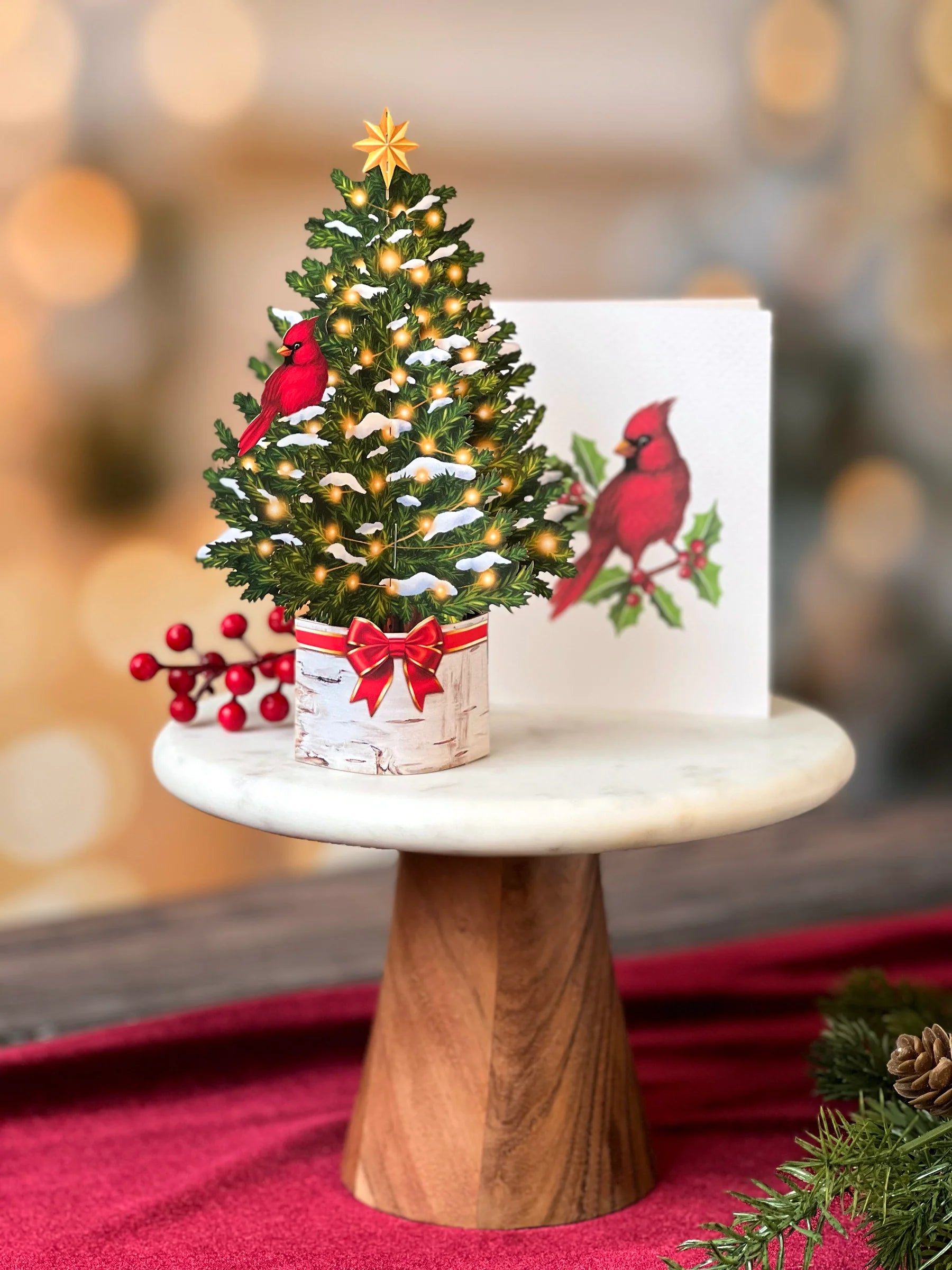 Fresh Cut Paper 3D Pop Up Flower Greeting Note Card – Merry Tree – 6" x 5"