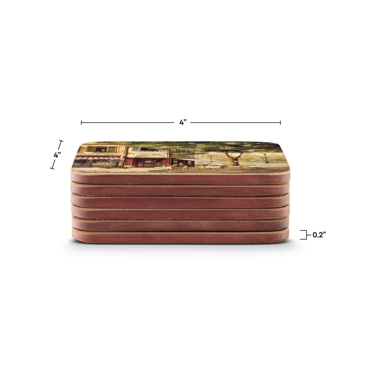 Portmeirmion Square Corkback Coasters – Parisian Scenes – Set of 6