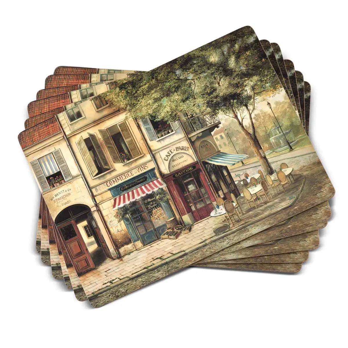 Tuscan Parisian Scenes Cork Bottom Hard Placemats – Set of 4