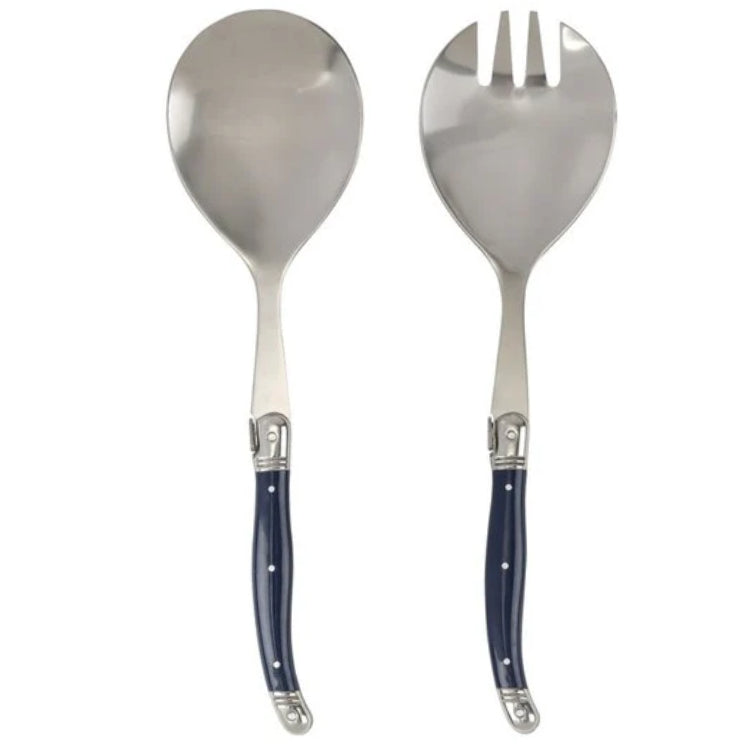 Laguiole Connoisseur Salad Servers with Navy Handles – 2 Piece Set