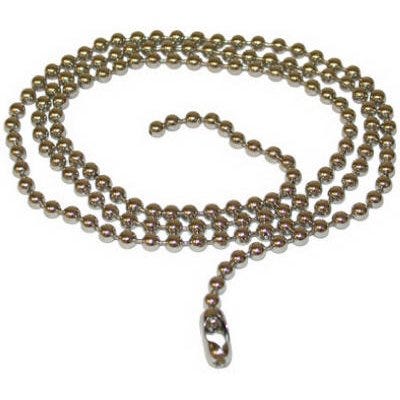 Beaded Chain With Connector – Nickel-Plated Steel – 3-In.