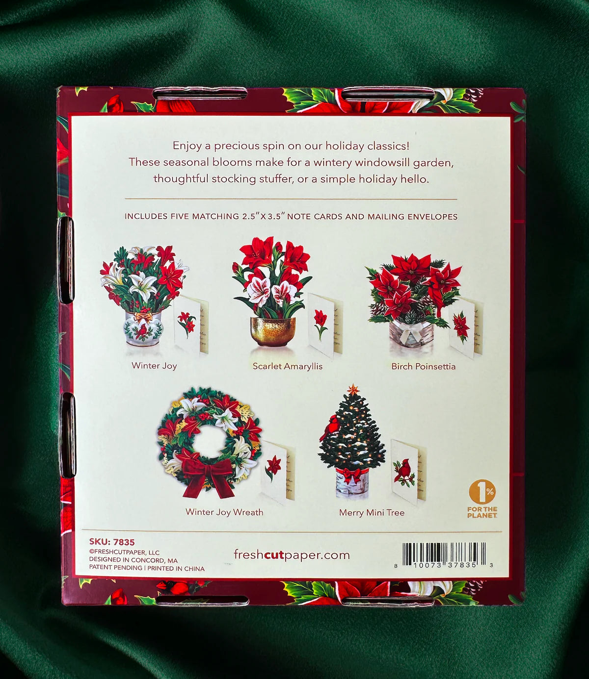 Fresh Cut Paper 3D Pop Up Holiday Favorites Boxed Note Cards – 7" x 5" – Set of 5