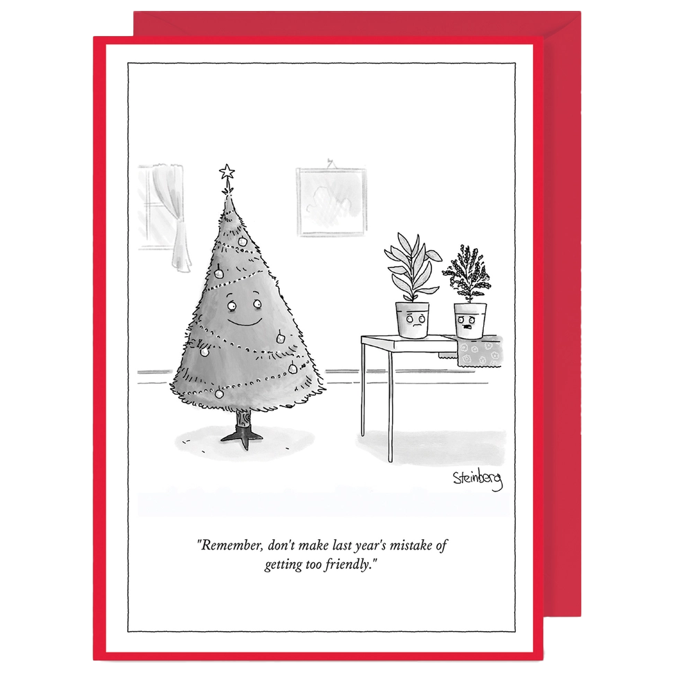 New Yorker Christmas Cartoon Note Card – Too Friendly