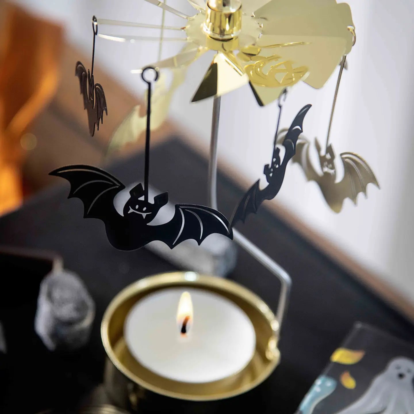 Talla Rotary Tealight Spinning Candle Holder – Boo – 2.8" x 6.5"