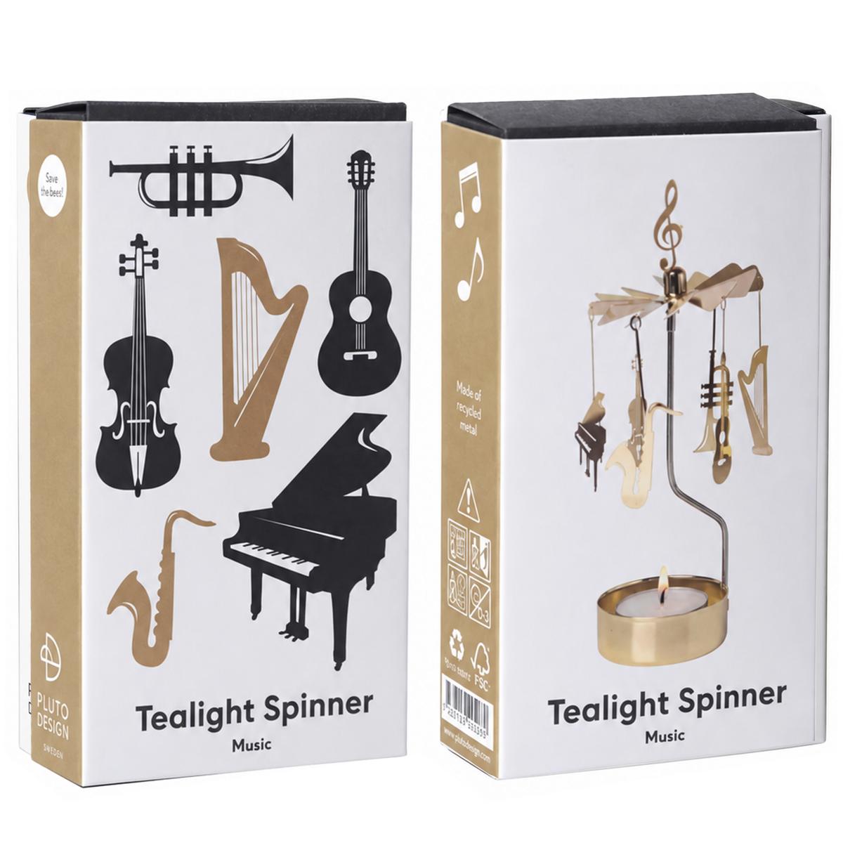 Talla Rotary Tealight Spinning Candle Holder – Music – 2.8" x 6.5"