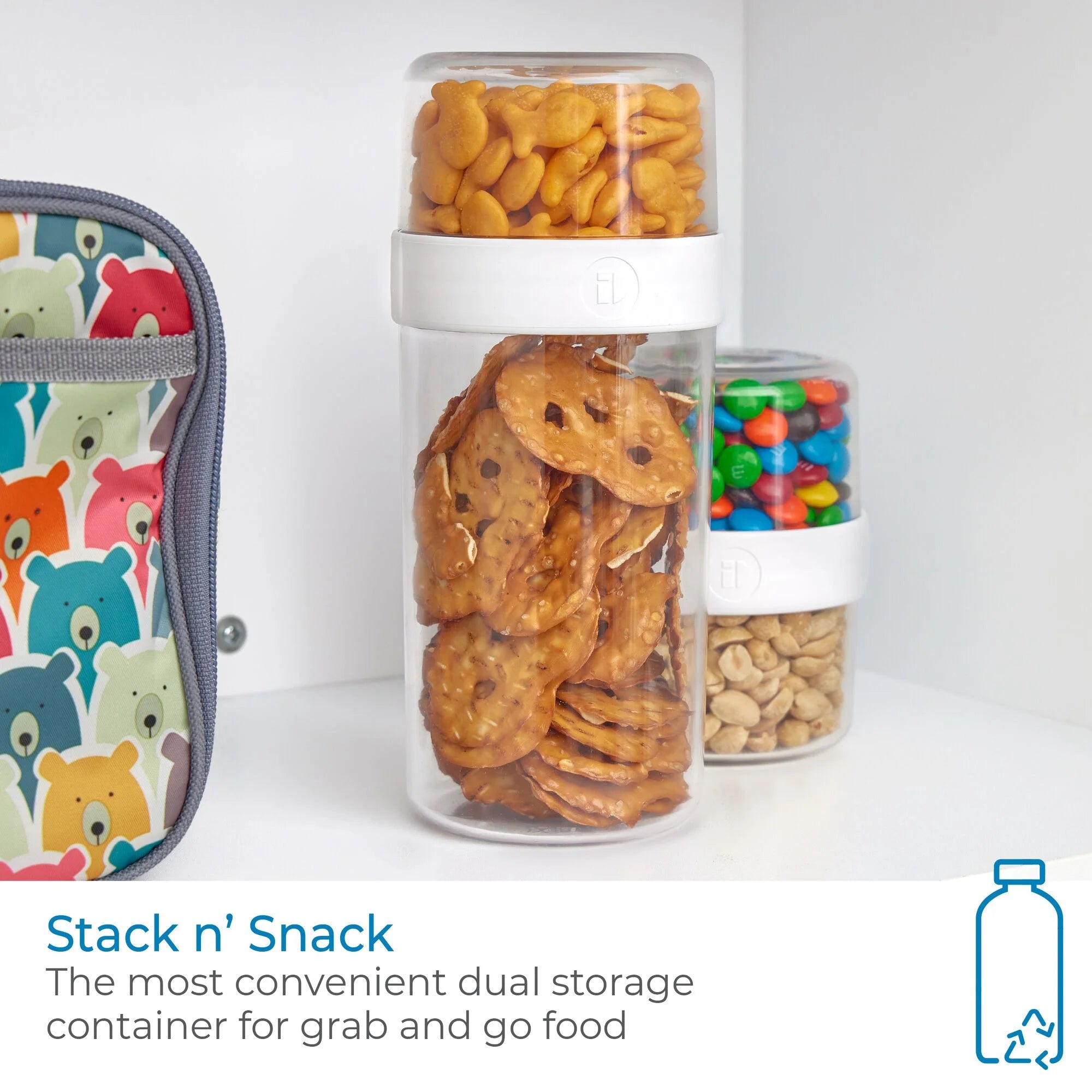 iDesign Recycled Plastic Stack n’ Snack Canister – Large – 3.6” x 3.6” x 8.3”