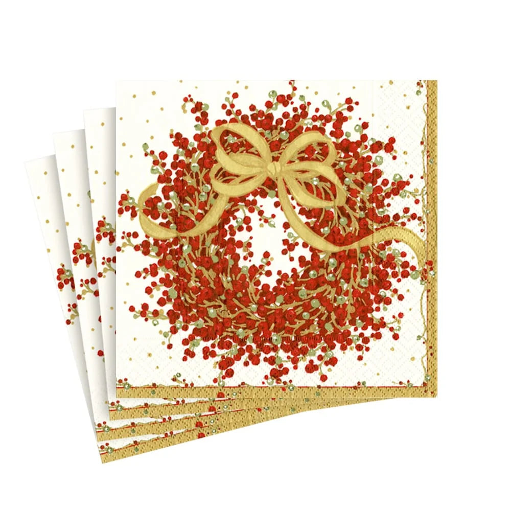 Caspari Pepperberry Christmas Cocktail Napkin - 20pk