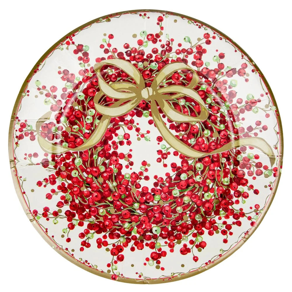 Caspari Pepperberry Christmas Paper Dinner Plates – 8pk