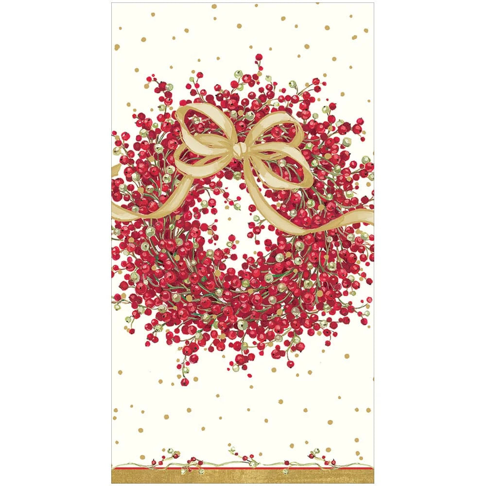 Caspari Pepperberry Christmas Guest Towel - 15pk