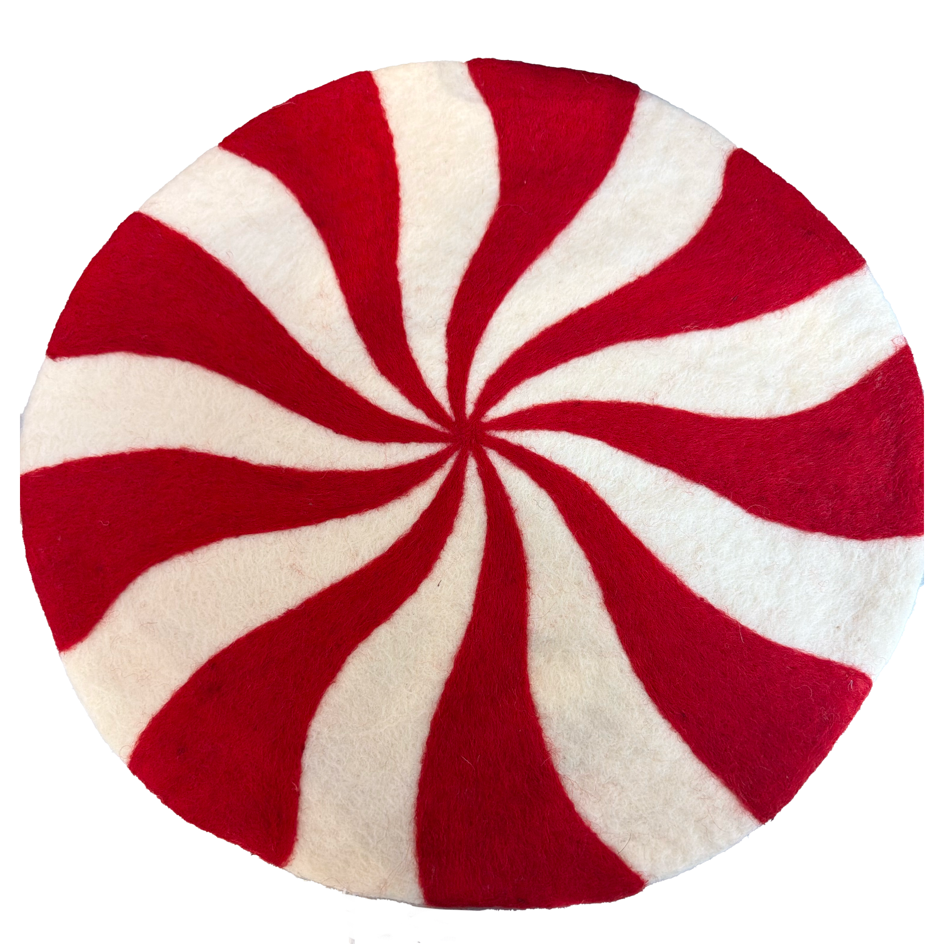 Hester & Cook Round Felt Placemat – Christmas Candy Stripe