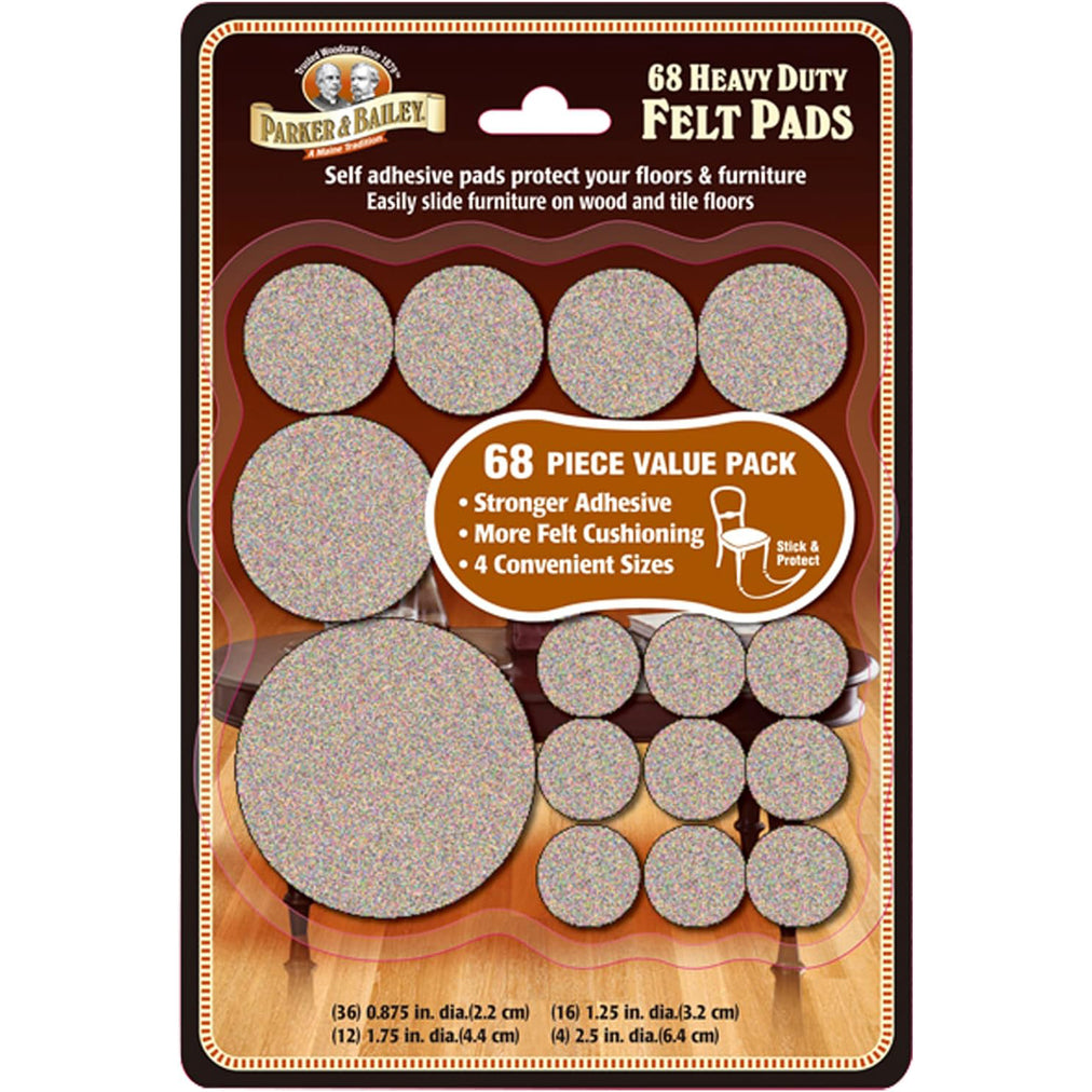 Parker & Bailey Heavy Duty Felt Pads – Assorted Sizes – Pack of 68