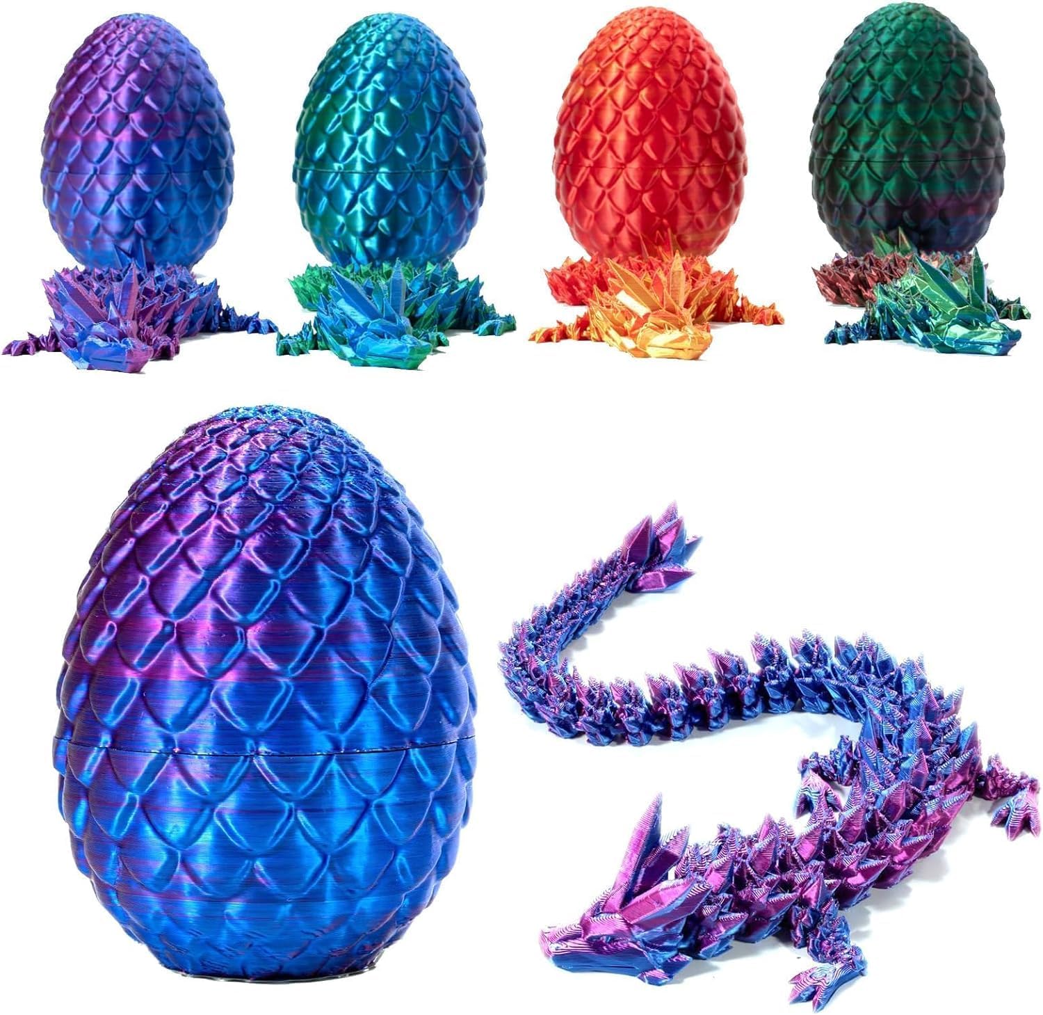 Incredible Dragon Eggz with Mystical 3D Printed Dragon Toy Inside – Assorted Colors