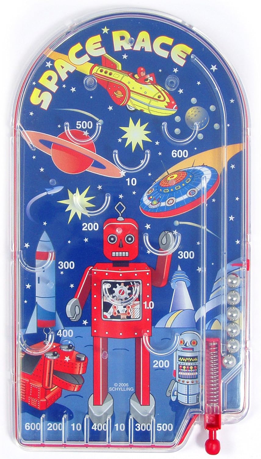Schylling Space Race Pinball Game - Portable Retro Pinball Toy