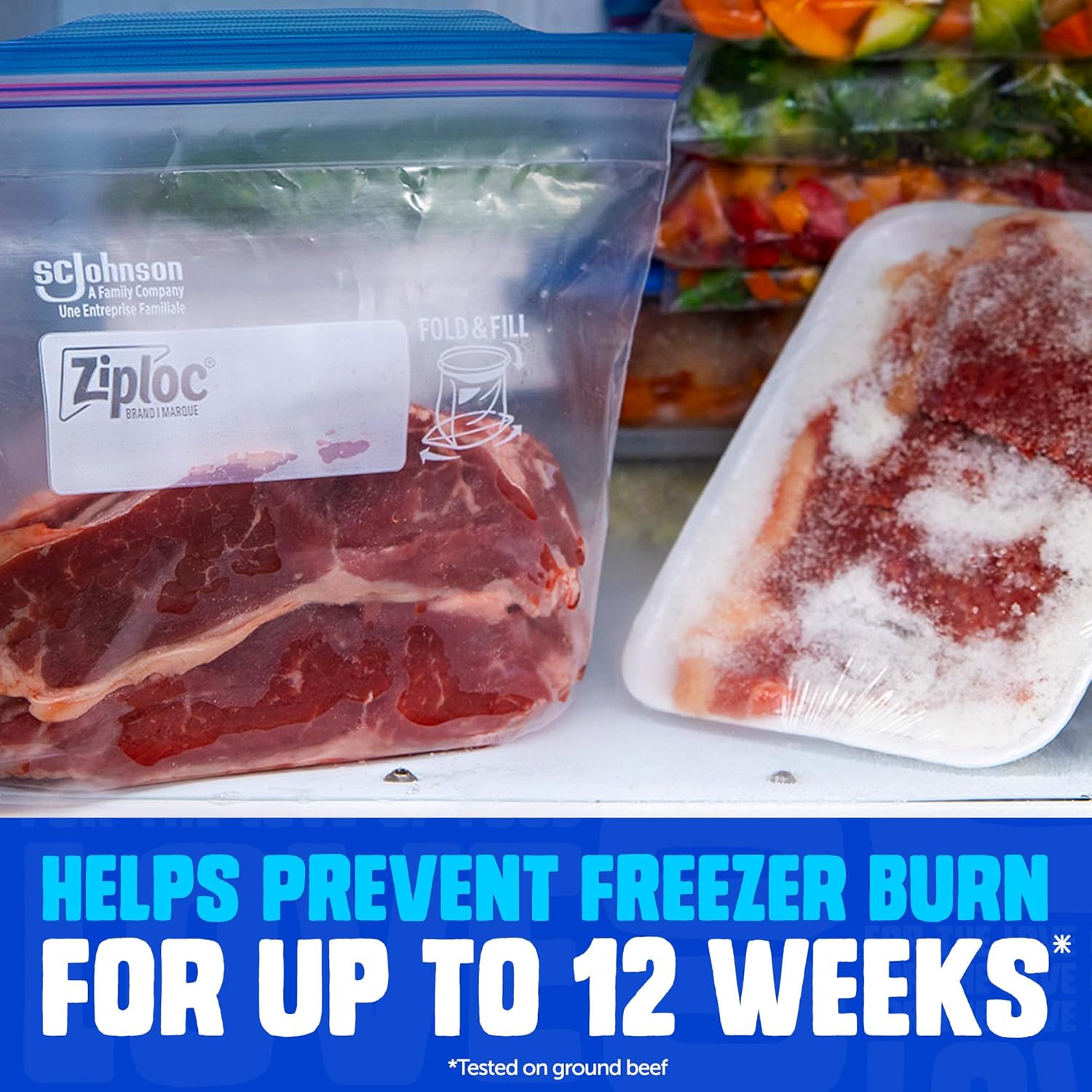 Ziploc Freezer Bags Bonus Pack Gripper Zipper & Write-on Label