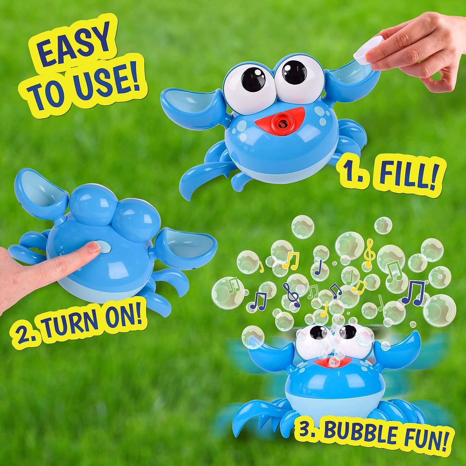 Dancing Crab Bubble Machine - Moving Bubble Blower for Kids | Lights Up and Plays Music