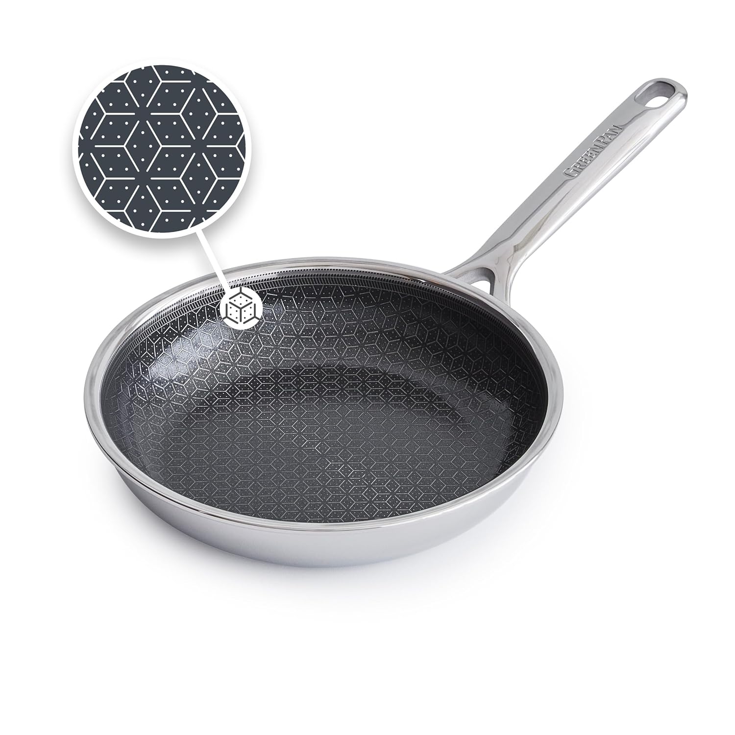 GreenPan Spectra Frying Pan Skillet – Hybrid Tri-Ply Stainless Steel Ceramic Nonstick – 8"