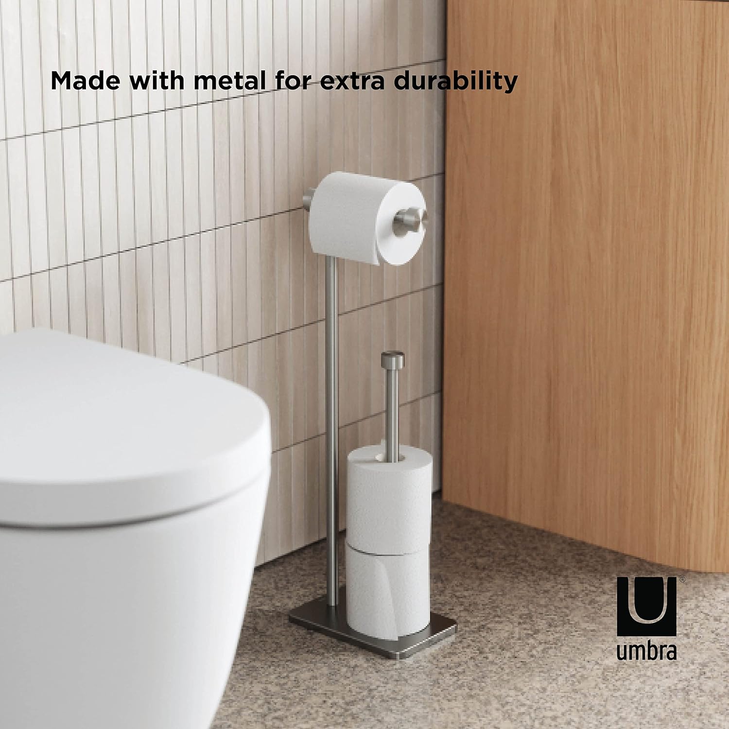 Umbra Cappa Toilet Paper Holder & Reserve Stand – Nickel