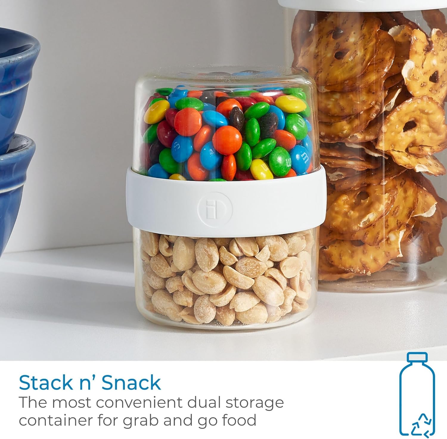 iDesign Recycled Plastic Stack n’ Snack Canister – Small – 3.66” x 3.66” x 4.6"