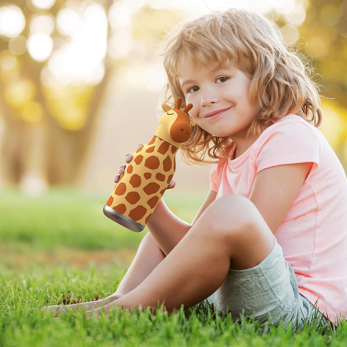 ASOBU Bestie Water Bottle – Giraffe – 16oz – 3" X 8"
