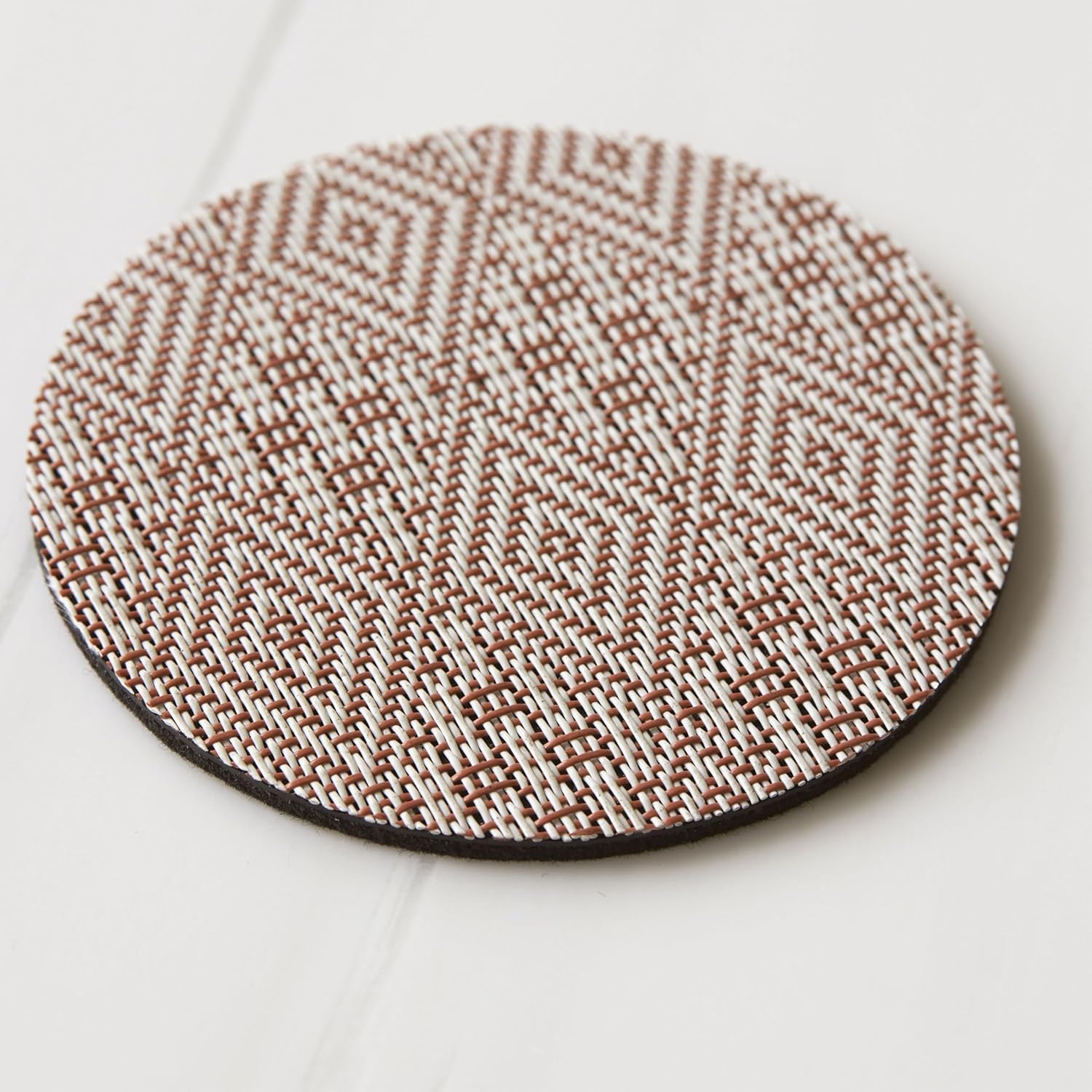 Chilewich Boxwood Geometric Lace Weave Coasters - Burnt Coral – Set of 4