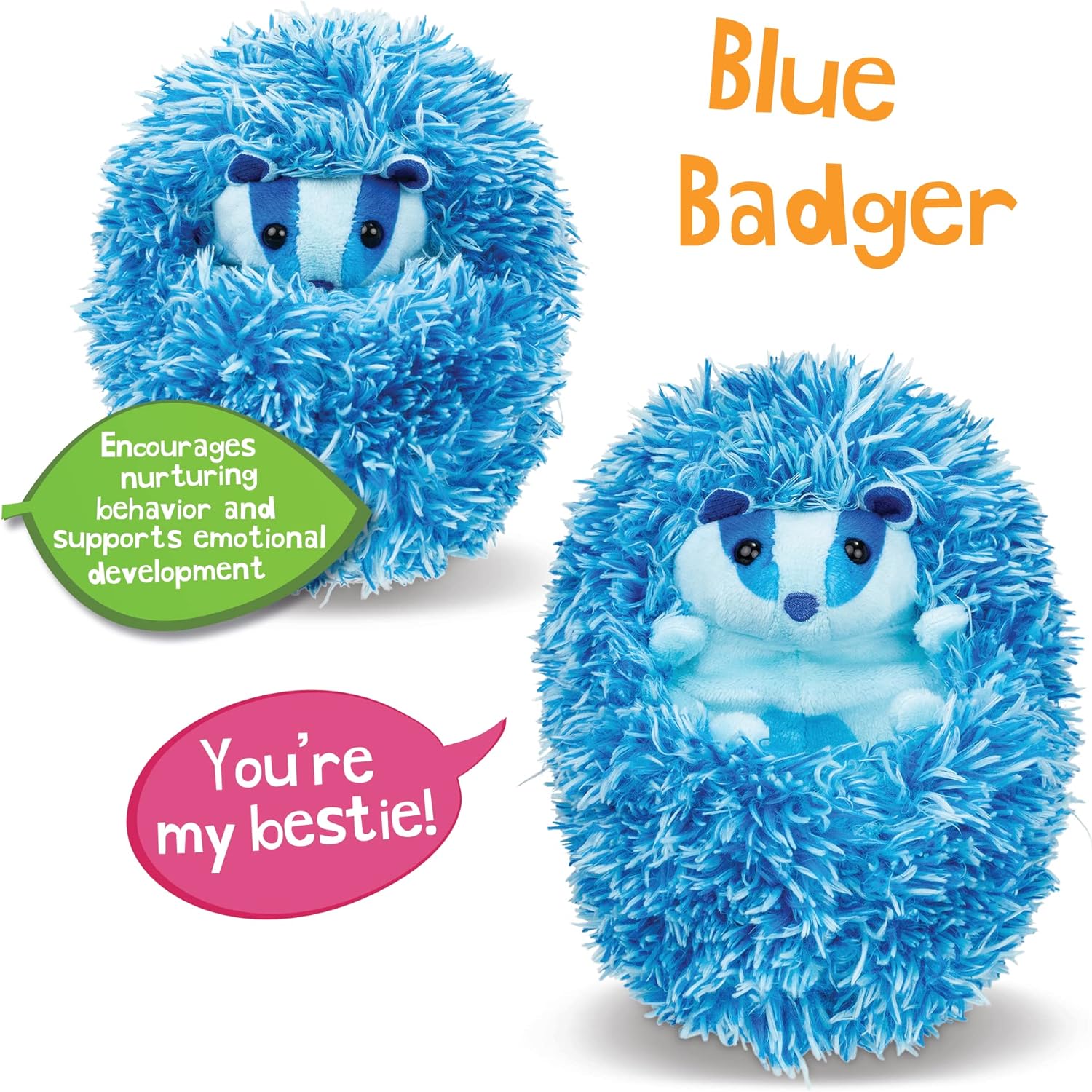 Curlimals Blue The Badger - Interactive Animated Talking Giggling Toy Pet – Blue