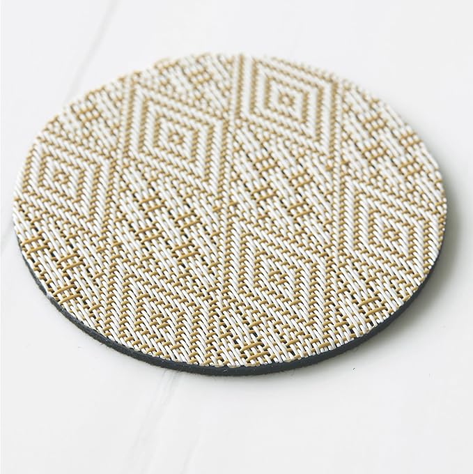 Chilewich Boxwood Geometric-Lace-Weave-Coasters - Wheat – Set of 4