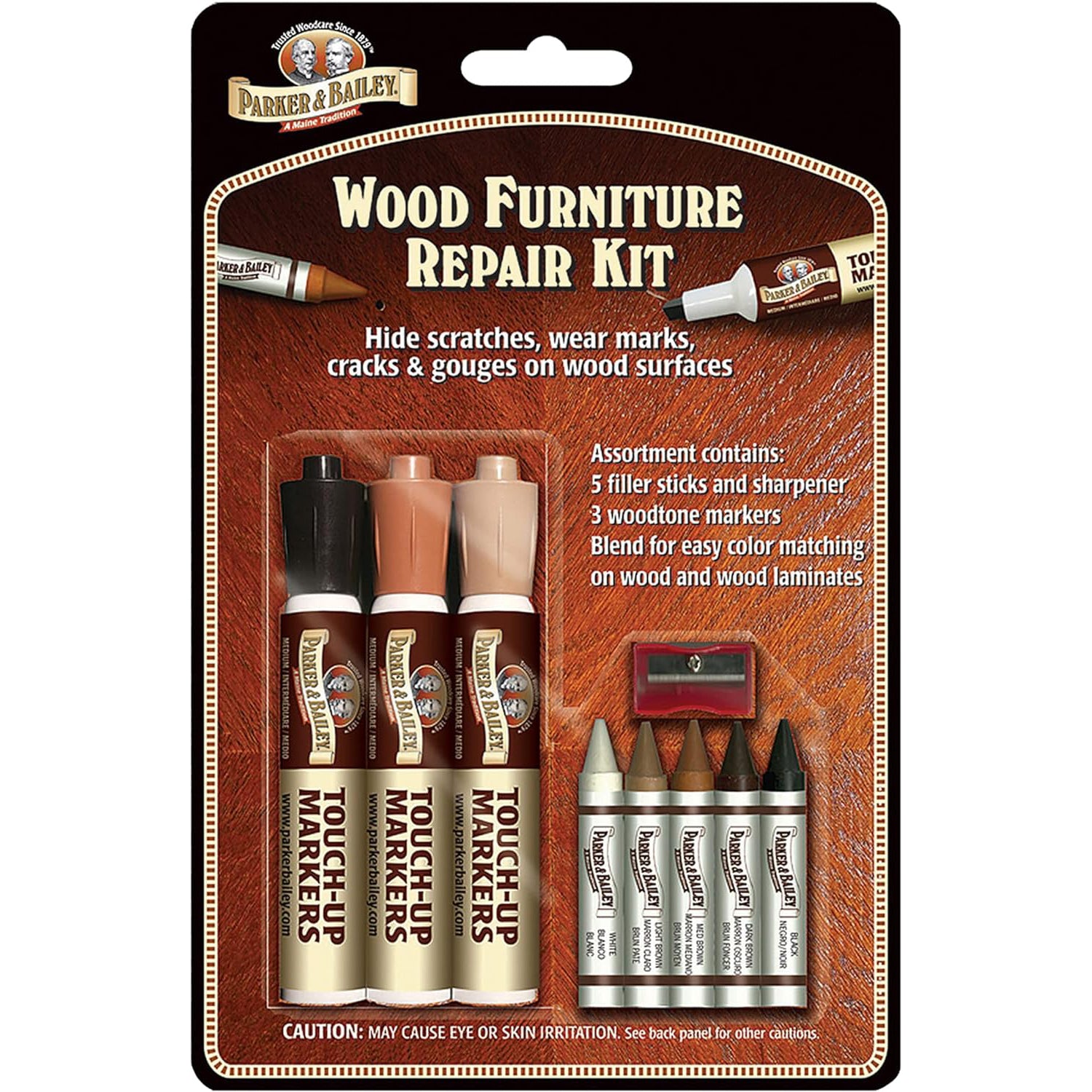 Parker & Bailey Wood Repair Kit - Furniture Markers and Scratch Repair Crayon Filler Sticks