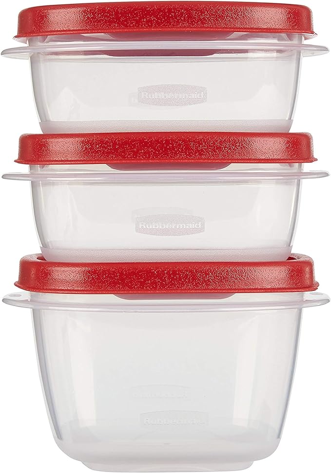 6-piece Glass Food Storage Container Set with Red Lids