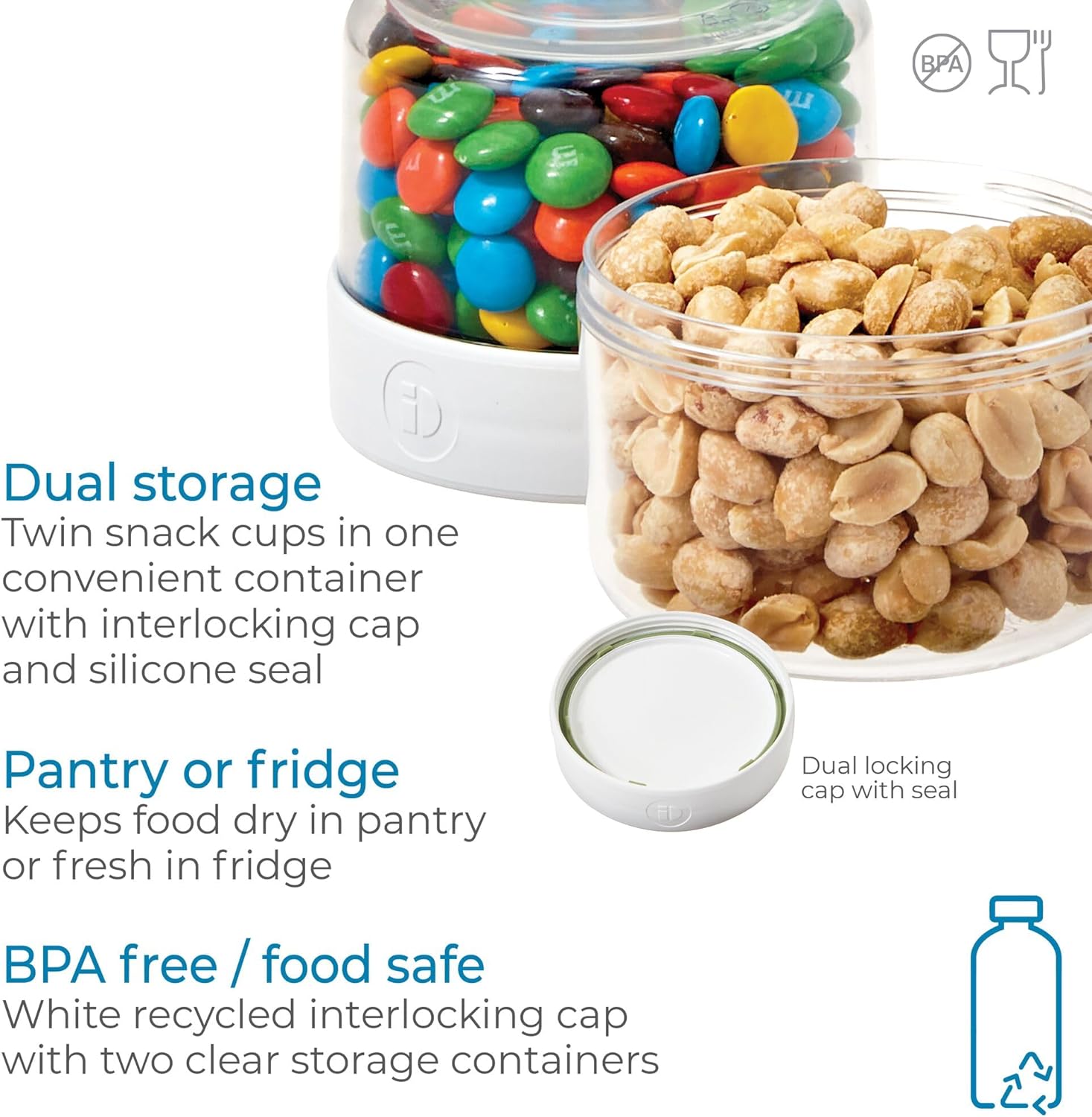 iDesign Recycled Plastic Stack n’ Snack Canister – Small – 3.66” x 3.66” x 4.6"