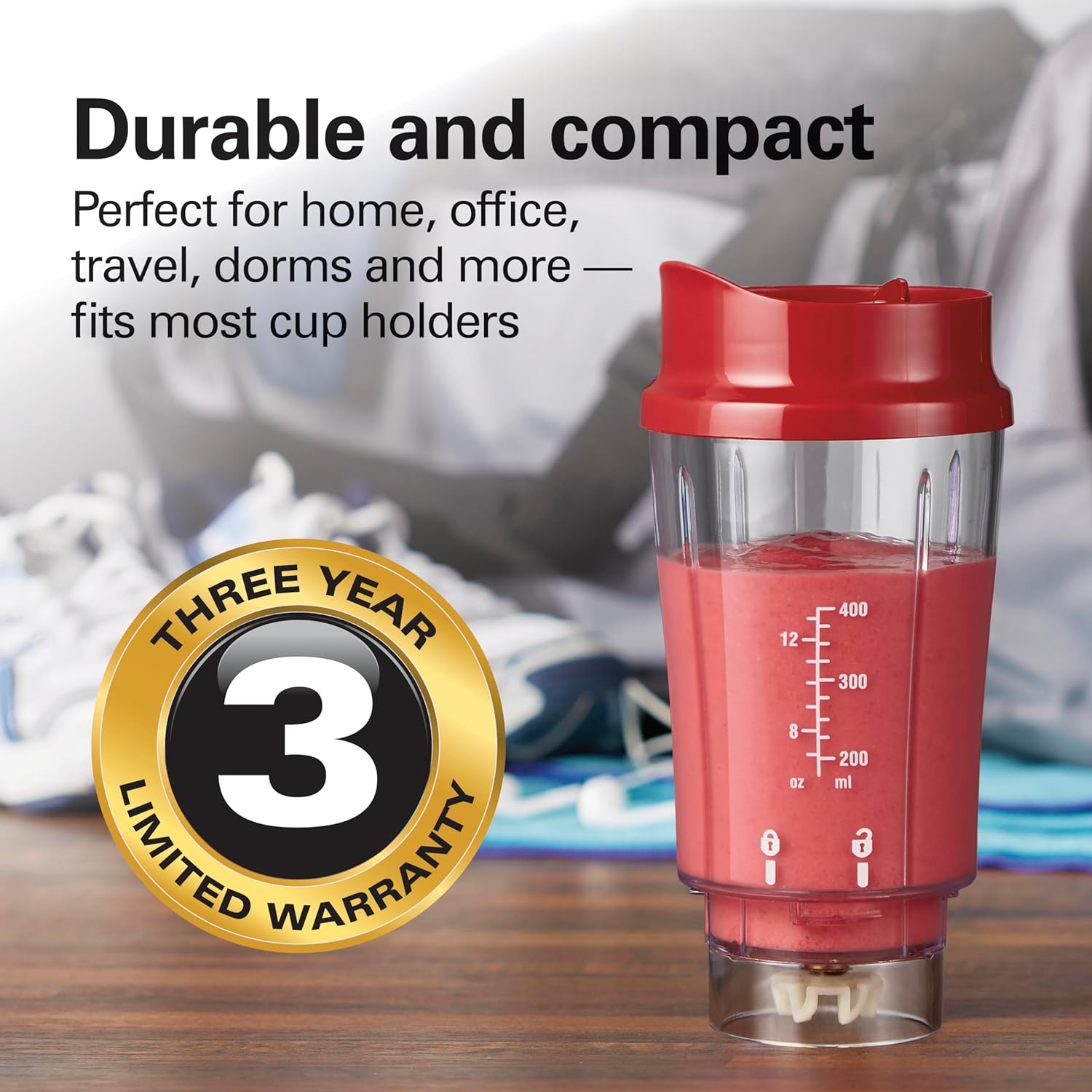 Hamilton Beach Personal Creations Single-Serve Blender + Travel Cup – Red