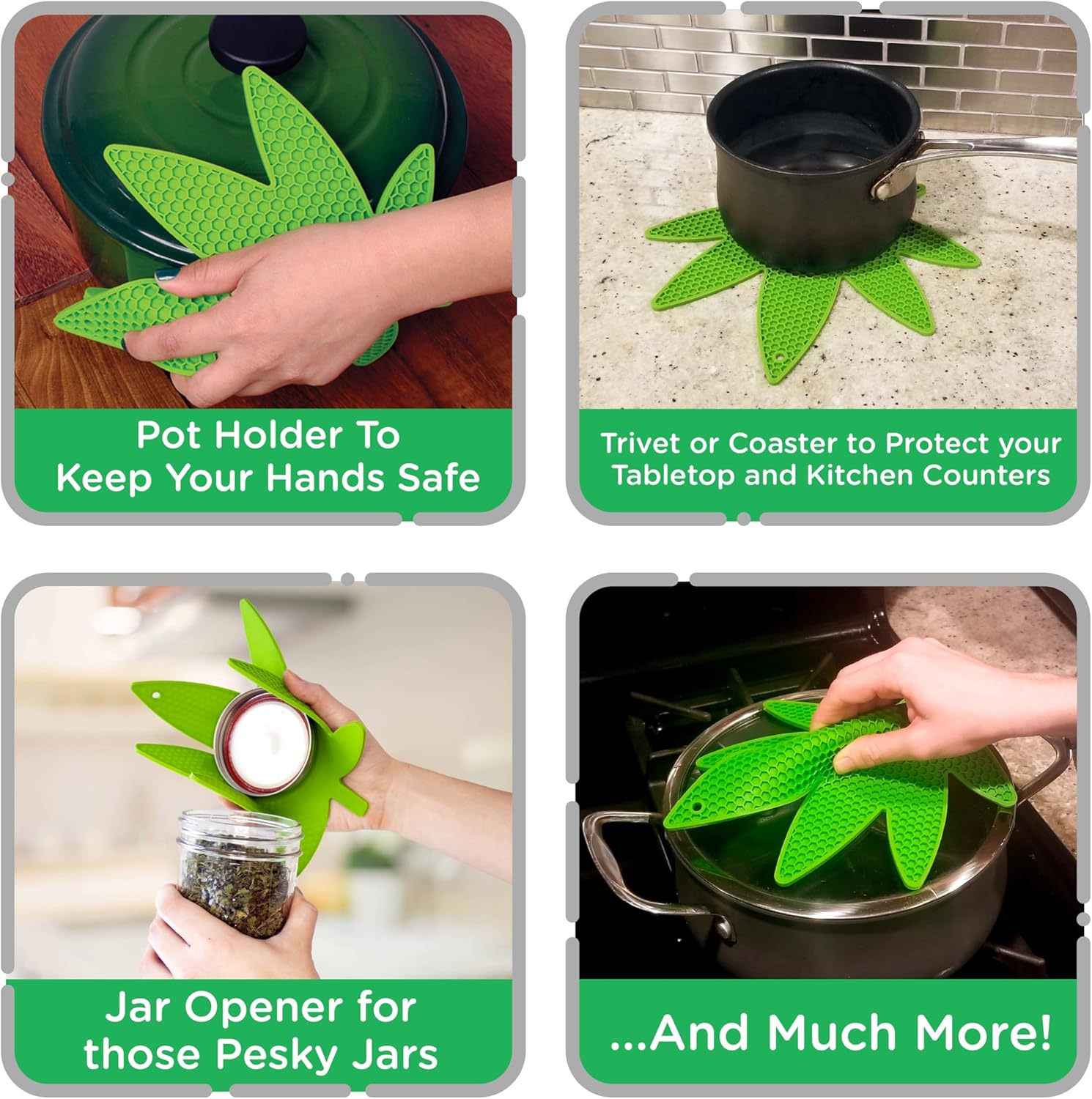 GAMAGO - Pot Leaf Shaped Silicone Pot Holder | Trivet