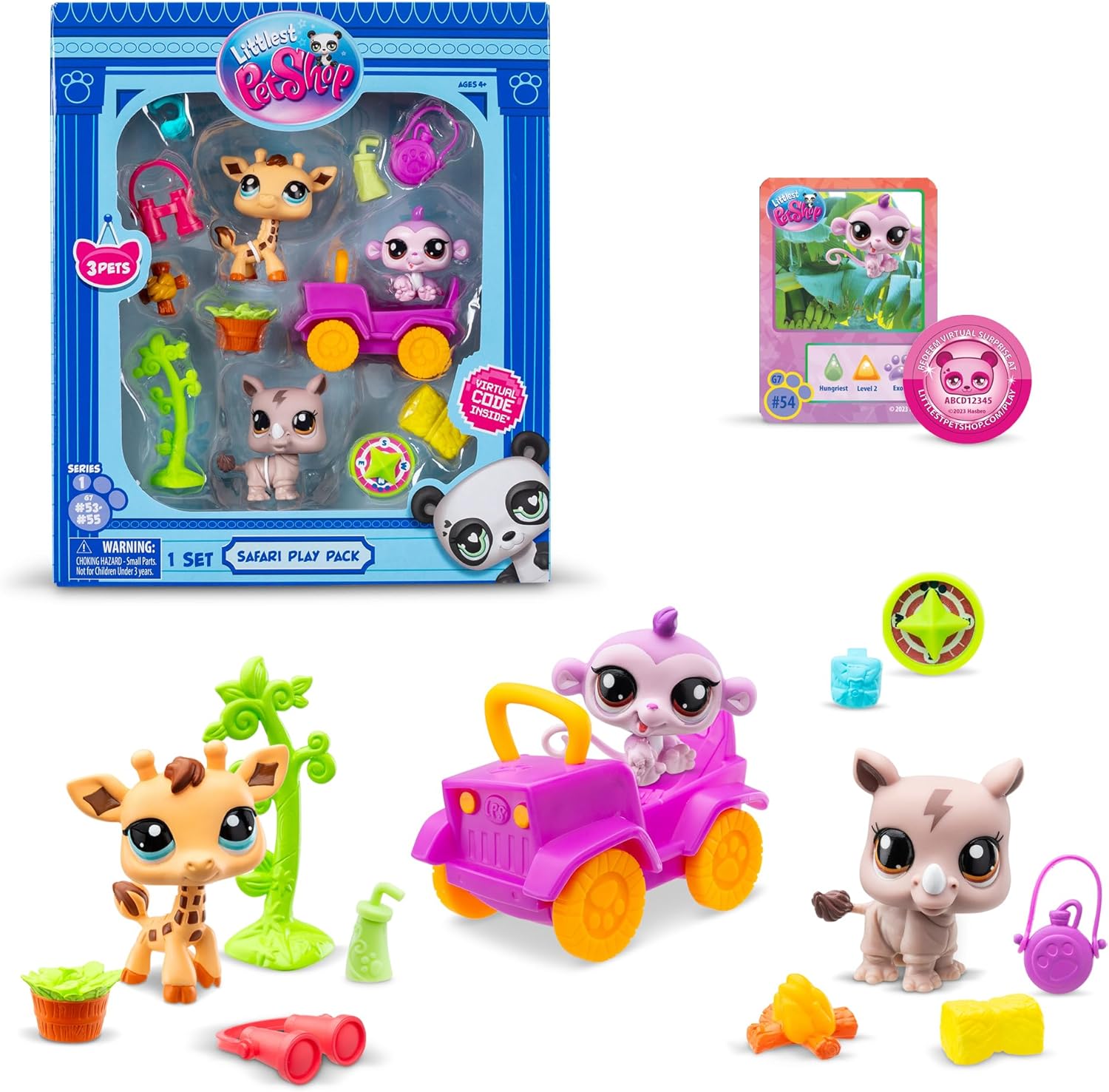 Littlest Pet Shop Safari Play Pack Bobble Head Figures – Includes Pets #55 | #53 | #54