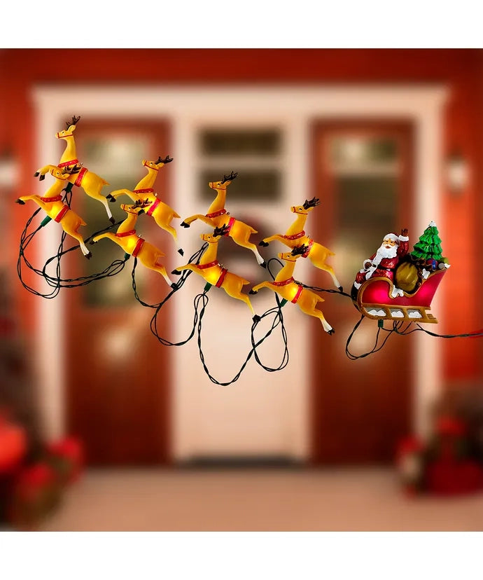 Santa Sleigh and Eight Reindeer Light Set