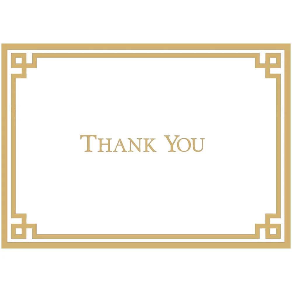 Caspari Rive Gauche Gold And White Foil Thank You Notes - 8 Note Cards And Envelopes