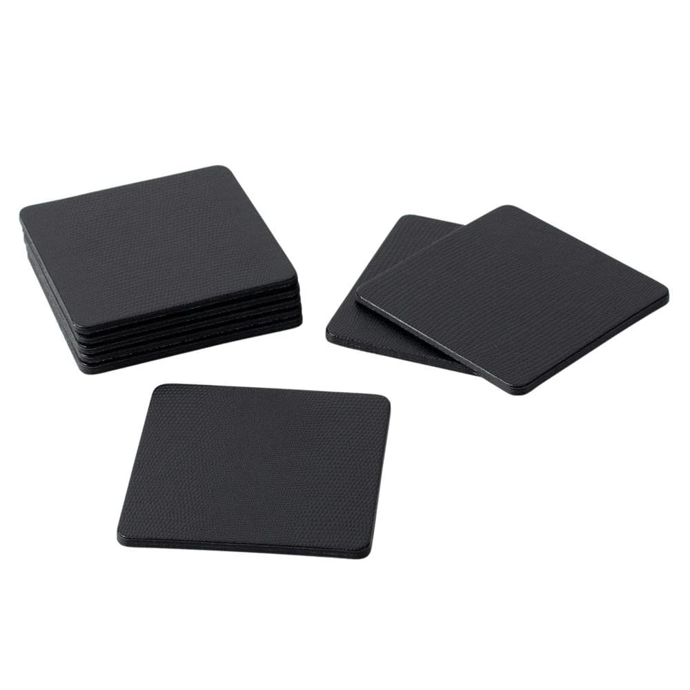 Caspari Square Lizard Felt-Backed Coasters – Black – Set of 8