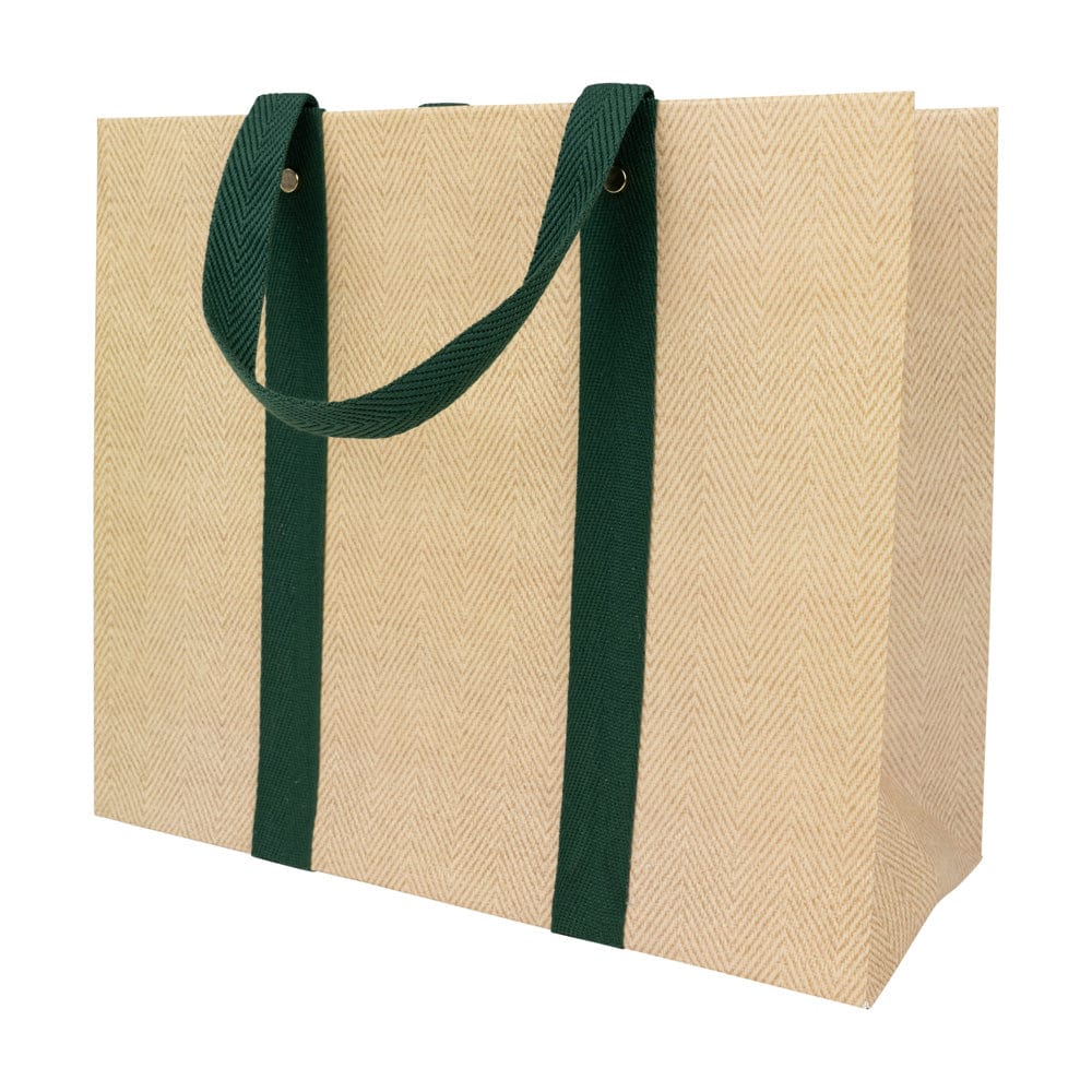 Caspari Jute And Twill Natural-Hunter Paper Gift Bag – Large