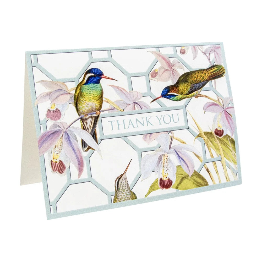 Caspari Hummingbird Trellis Thank You Notes - 8 Note Cards And Envelopes