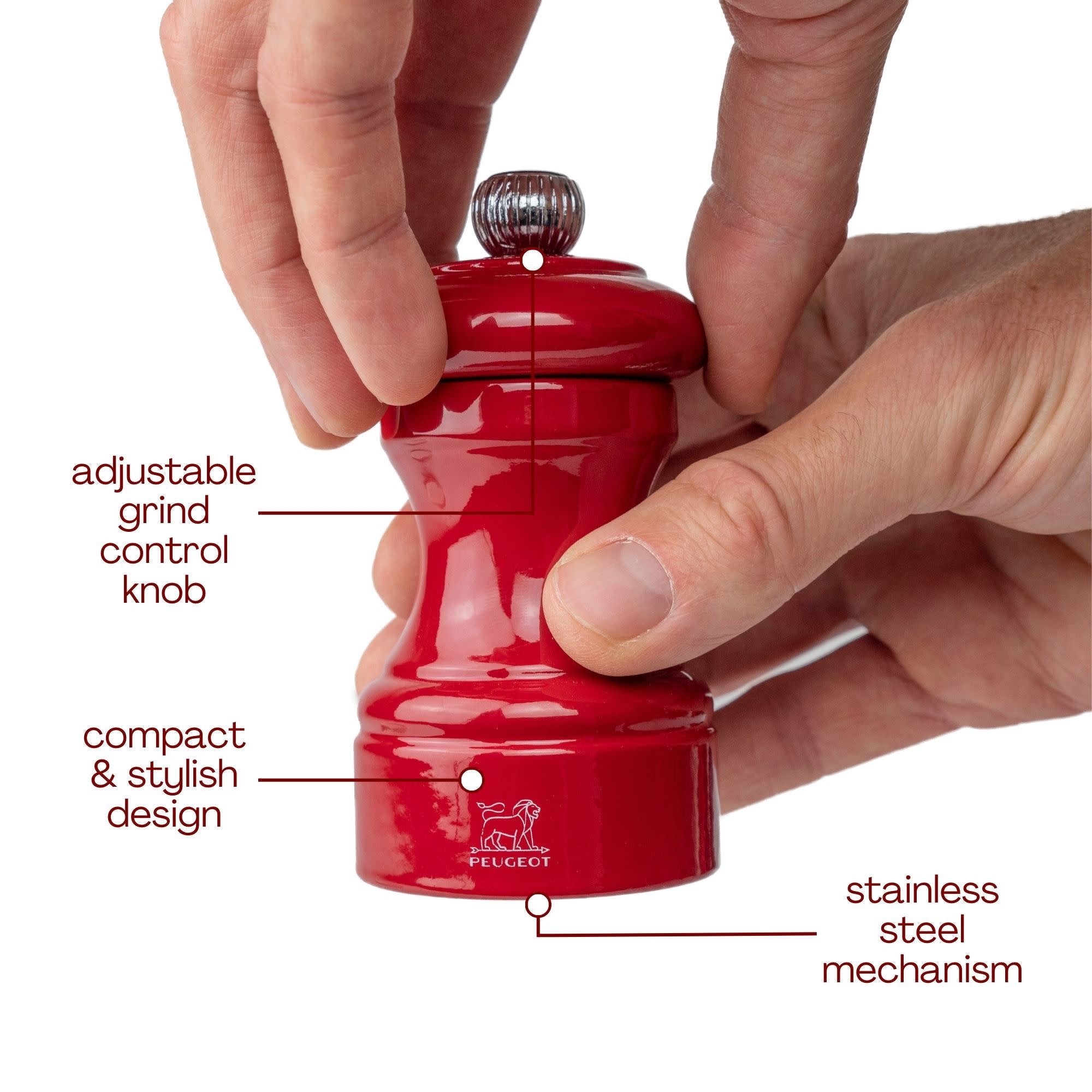 Peugeot Bistro Manual Gloss Painted Wood Pepper Mill – Red – 4