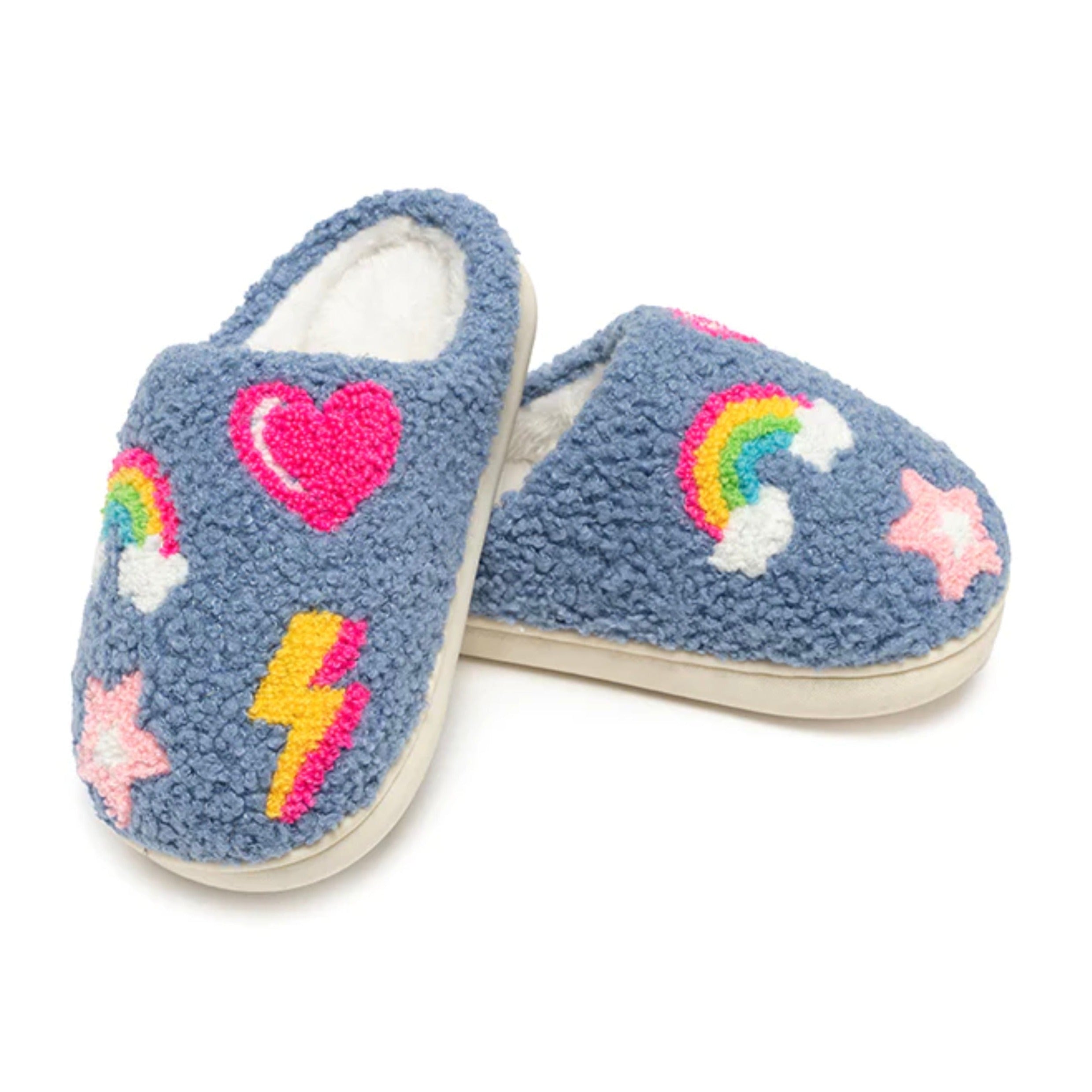Living Royal Kids Slippers – Fits kid's Shoe Size 1-3 – Denim Patches