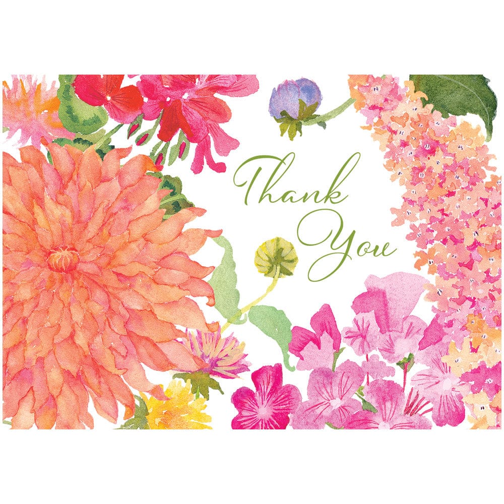 Caspari French Floral Thank You Notes - 8 Note Cards And Envelopes