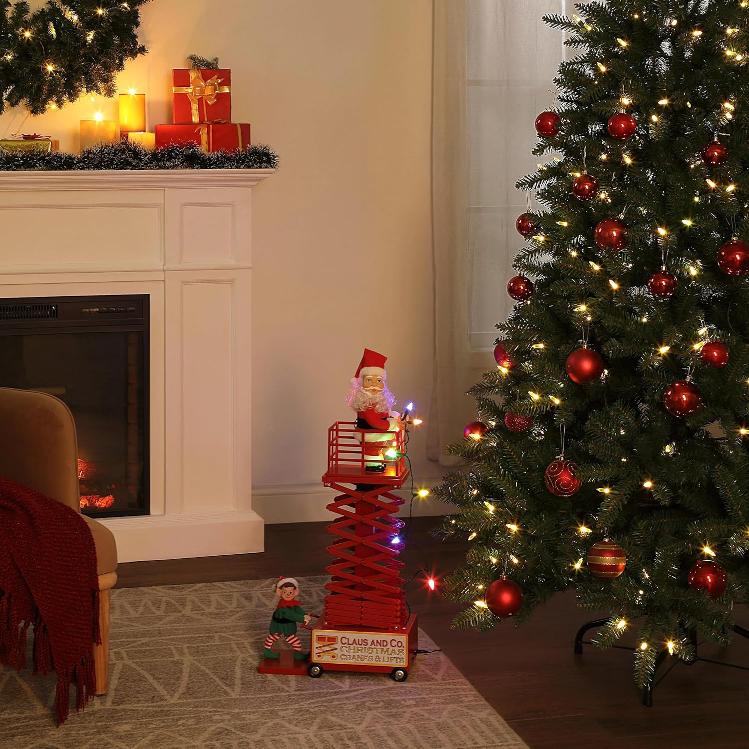 Mr. Christmas Ascensor de Santa animado y musical - 50 pulg. - Blanco